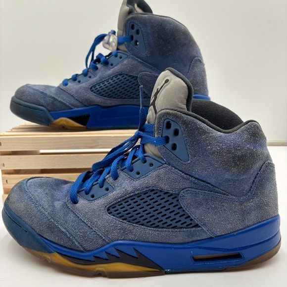 jordan retro 5 blue suede men's shoe